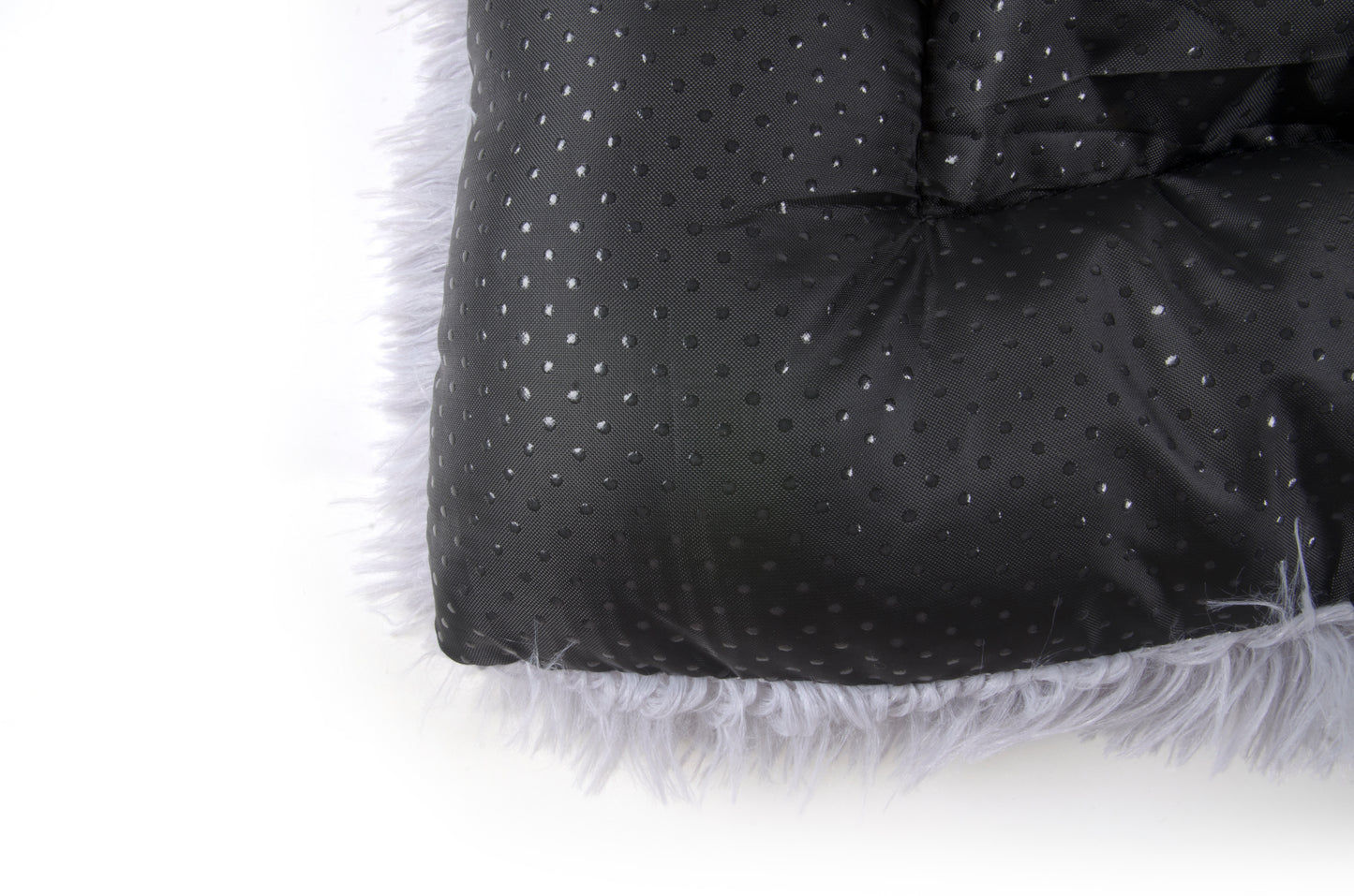 A soft, gray plush cushion designed for pets. Different sizes. Soft.