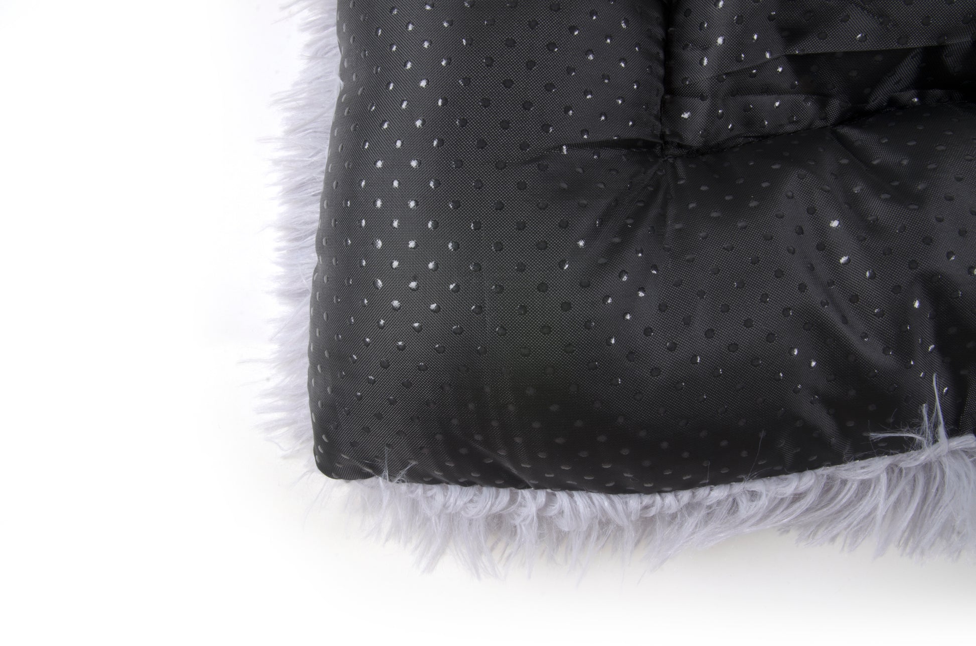 A soft, gray plush cushion designed for pets. Different sizes. Soft.