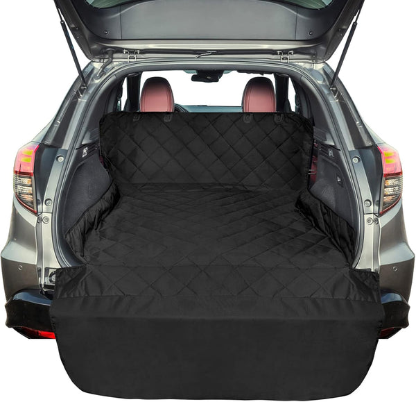 A black boot liner fitted in the trunk of a car, designed to protect the carpet from dirt and damage.