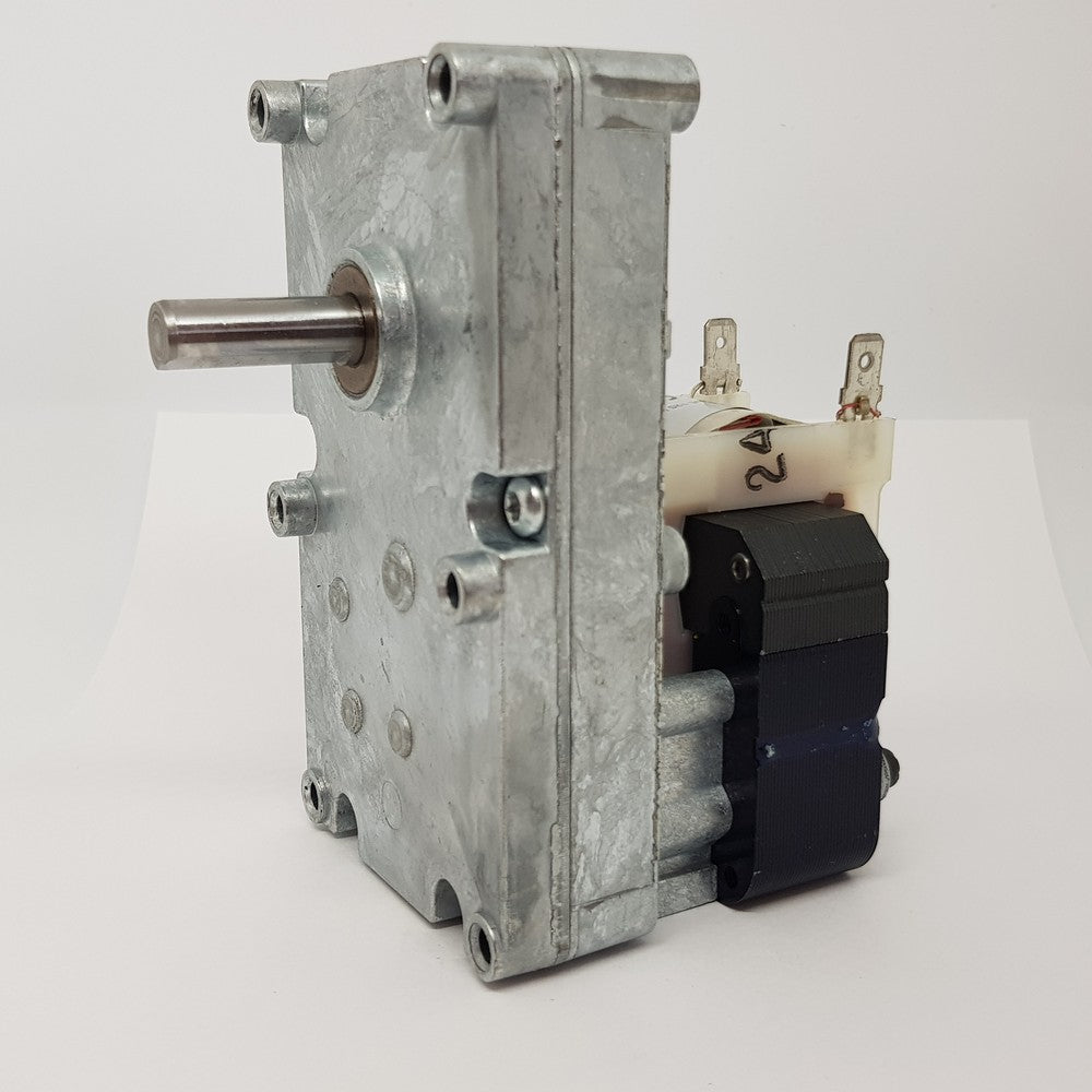 A gray Extraflame auger motor for a wood pellet stove with visible mounting brackets and electrical connectors.