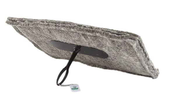 A gray 12"x20" chimney sheep with a handle and extension rod, laying sideways.